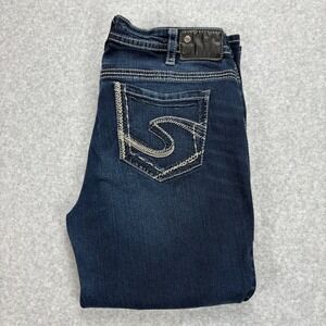 Silver Jeans Womens 14x22.5 Blue Dark Wash Suki Mid Capri Fluid Denim Stretch